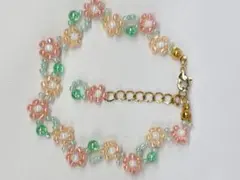 カラフル花柄ビーズブレスレット