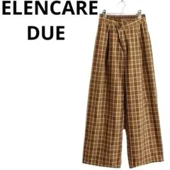 ELENCARE DUE チェックワイドパンツ　ブラウン　フリーサイズ
