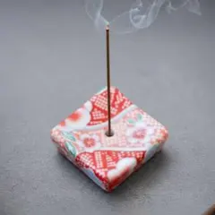 花柄線香立て　香立て 四角形　お香立て　ミニ香炉