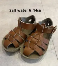Salt water 6 キッズ用ブラウンレザーサンダル　14センチ