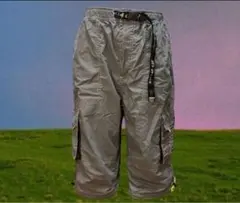 【PIKO】2000's ナイロン カーゴパンツ Y2K グレー ハーフパンツ