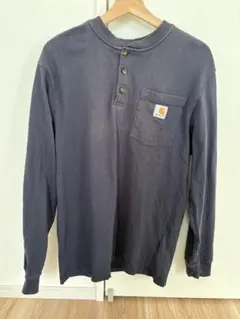 Carhartt ヘンリーネック 長袖シャツ ネイビー Sのサムネイル