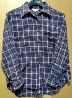 ネイビー系チェック 長袖シャツ