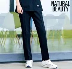 ナチュラルビューティー　センタープレス　ストレートパンツ　ＬＬ　ネイビー　美品