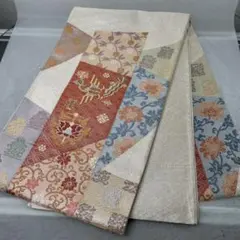 多色 太鼓柄袋帯 幾何学模様 花柄刺繍1231