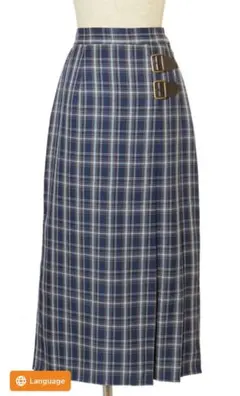 Fi.n.t キルト風サマーチェックロングスカートネイビー
