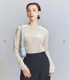 ベロアロングスリーブTシャツ ―ウォッシャブル‐ ナチュラル