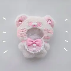 ちびぐるみ ぬい服 11cm ばってんくま オフホワイト×ピンク きぐるみ