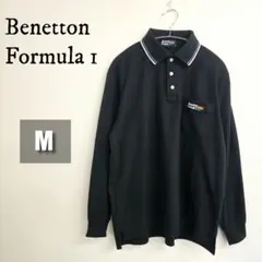 【希少】ベネトン フォーミュラ1 長袖ポロシャツ 刺繍ロゴ F1 90s Mのサムネイル