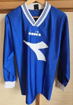 Diadora / ディアドラ サッカー プラクティスシャツ 青×白 長袖 Ｌ！のサムネイル