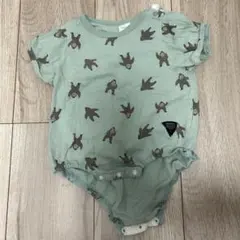 動物柄ロンパース サイズ70 ミントグリーン