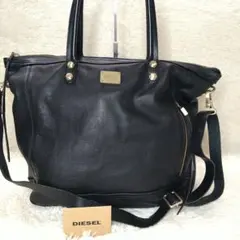 レア【ディーゼル】２Wayレザートートバッグブラック