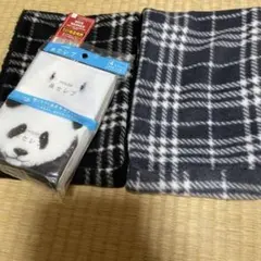 ☆新品☆男女兼用チェックネックウォーマー(ブラック×グレー)＆鼻セレブティッシュ