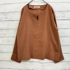 【美品】nano・universe ブラウス とろみ素材 スキッパー 茶 F