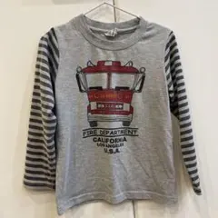 消防車デザイン 長袖カットソー 110サイズ