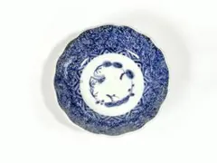 骨董　アンティーク　微塵唐草　古伊万里　染付　輪花　膾皿　金継ぎ用