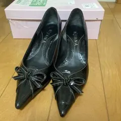 DIANA パンプス ブラック リボン 22.5cm