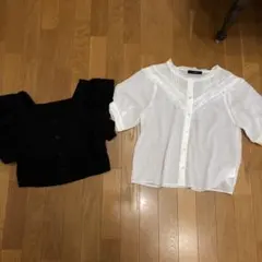 夏服トップス　半袖ブラウス　半袖トップス　まとめ売り　オフィスカジュアル　２点