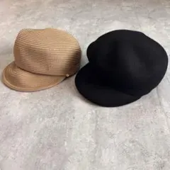キャスケット 2点セット ブラック ベージュ 大人カジュアル ミニマル 帽子