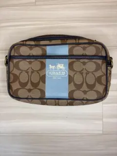 COACH キャンバス ポーチ ブラウン ブルー