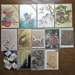 ポストカード 風景画 日本画風 花 鶴 13枚セット まとめ売り