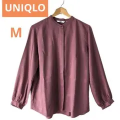 UNIQLO ユニクロ 長袖 シャツ バンドカラー M 赤 くすみレッドのサムネイル