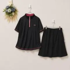 FILA 3L 半袖スポーツセットアップ スカート ブラック ピンク 美品のサムネイル
