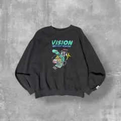 【VISION】フェード黒ビッグシルエットスウェット古着ストリートLスケーターのサムネイル