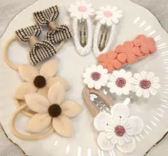 ベビー キッズ ヘアピン ヘアゴム セット 花 女の子 保育園 ピンク 新品
