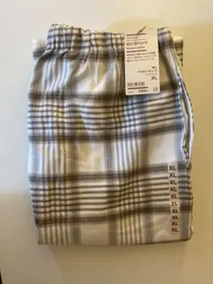 無印良品　フランネルロングパンツ　アイボリーチェック　XL 未使用