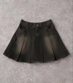 ダークグレー デニム プリーツスカート 新品未使用 美品
