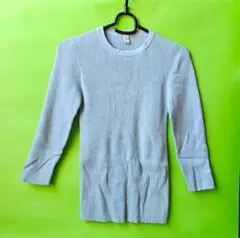 コットン リブニットセーター 七分袖 水色 JIGSAW XS