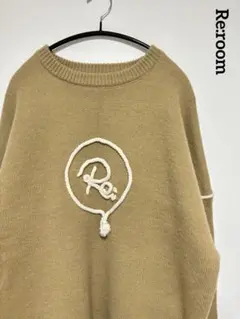 リルーム 厚手ニット メンズ セーター ゆったり ロゴ入り リブ 極美品