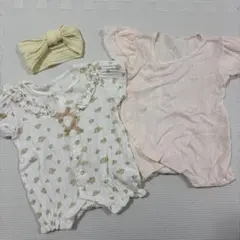 ベビーロンパース　50-60cm ヘアバンド付