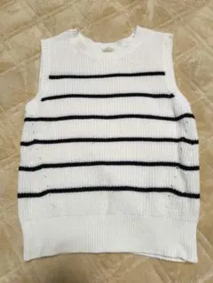 BE RADIANCE ノースリーブセーター М　ホワイト・ブラック