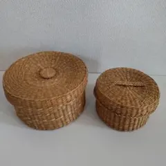 天然素材 丸型バスケット 2個セット
