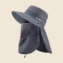 アウトドアサンハット　男女兼用　紫外線予防　日焼け防止　グレー