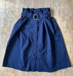 【ZARA】ネイビーフレアスカート ベルト付き
