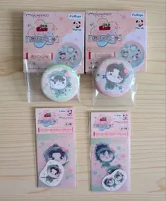忍たま乱太郎 フリューくじ ふんわり桜もちぴこの段 缶バッジ ステッカー 4点