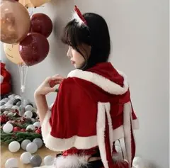 【売り尽くし】クリスマス サンタ うさぎ うさ耳 うさみみ ケープ ポンチョ