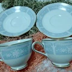 ノリタケ　カップ＆ソーサー レースウッド　ゴールド　2客　金彩輪花