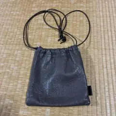 TIDEWAY グレー レザー 巾着型 ショルダーバッグ