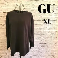 GU ニット トップス XL ブラック 黒 長袖 ゆったり 体型カバー シンプル