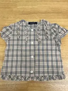 【BURBERRY】チェック柄 フリル付き半袖シャツ 80cm