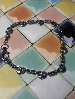 ハート型リンクシルバー色チョーカー