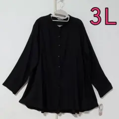 3L レディース ブラウス 黒 春夏 透け感あり 身幅ゆったり 大きいサイズ