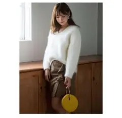 美品　マーキュリーデュオ　ブラウン　チェック ラップスタイル タイトスカート