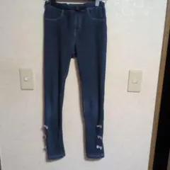 anyFAM デニム調 長ズボン140 裏起毛　ハート型ポケット