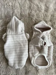 柔らかストライプ柄ファーパーカー　犬服