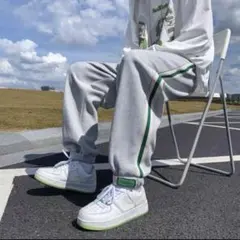 スウェット 長ズボン パンツ ジョガーパンツ サイドライン 男女兼用 グレー L